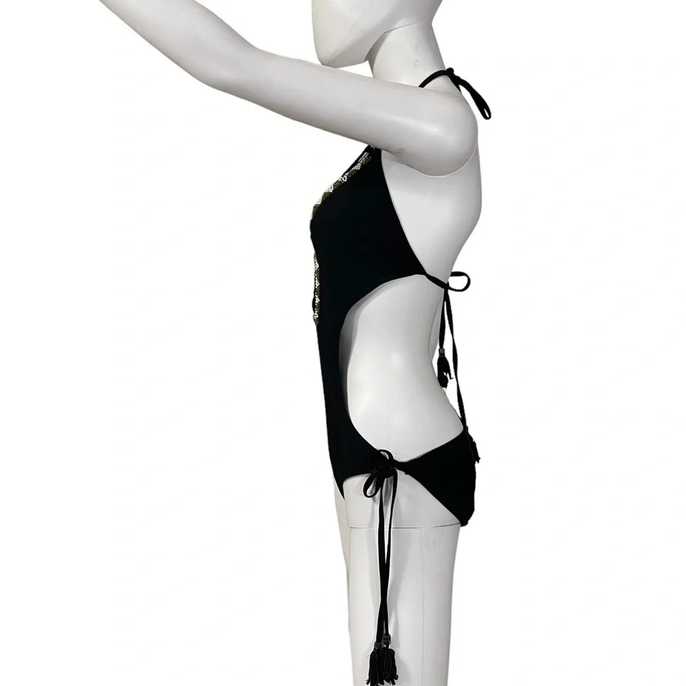 River Island Black Halter Swimsuit Size UK 16